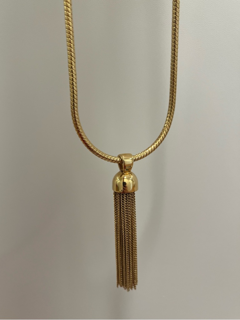 J Crew Gold Tassel Pendant Long Necklace